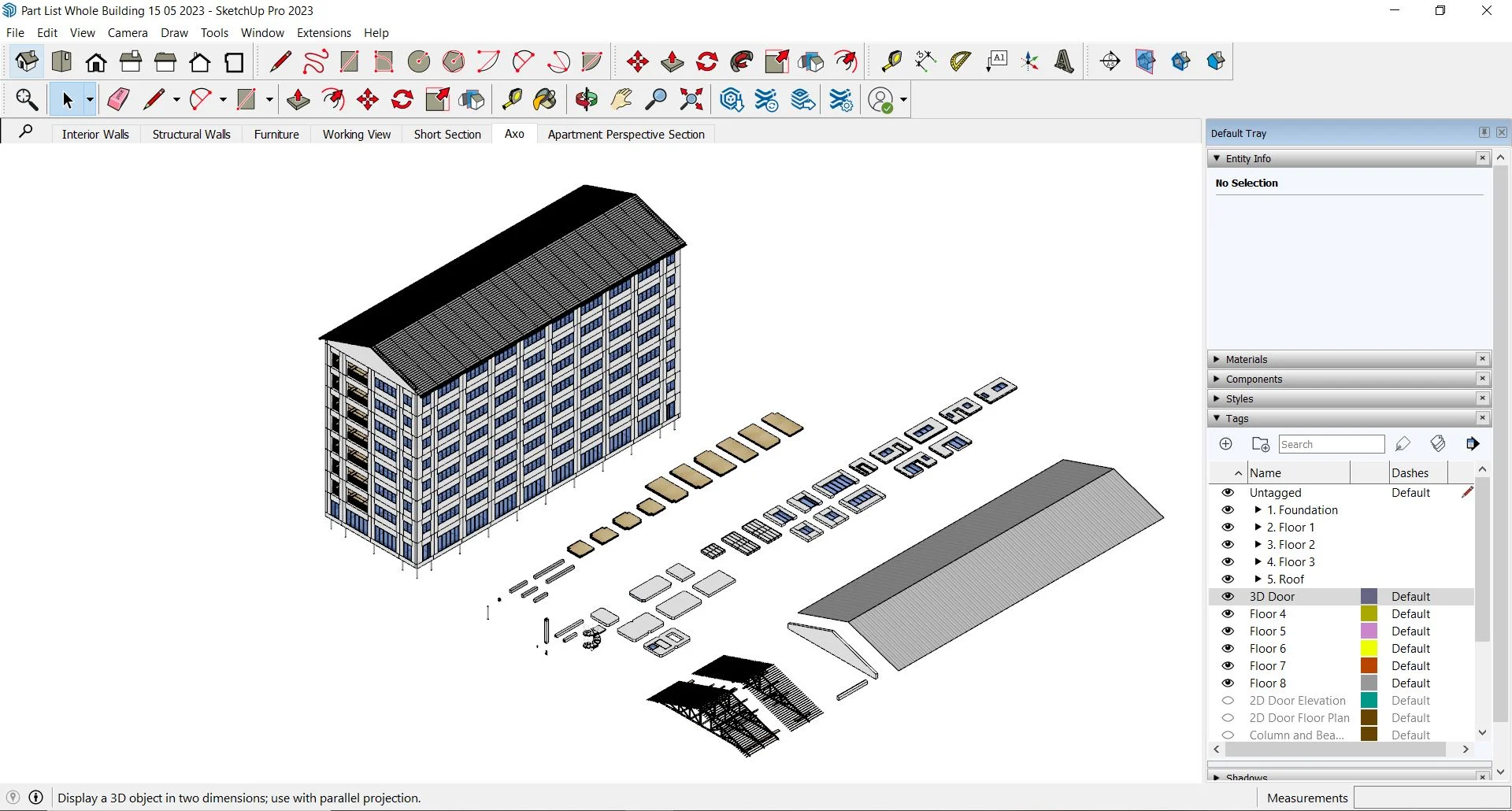 SketchUp screenshot of the building that Lidia Proykina designed