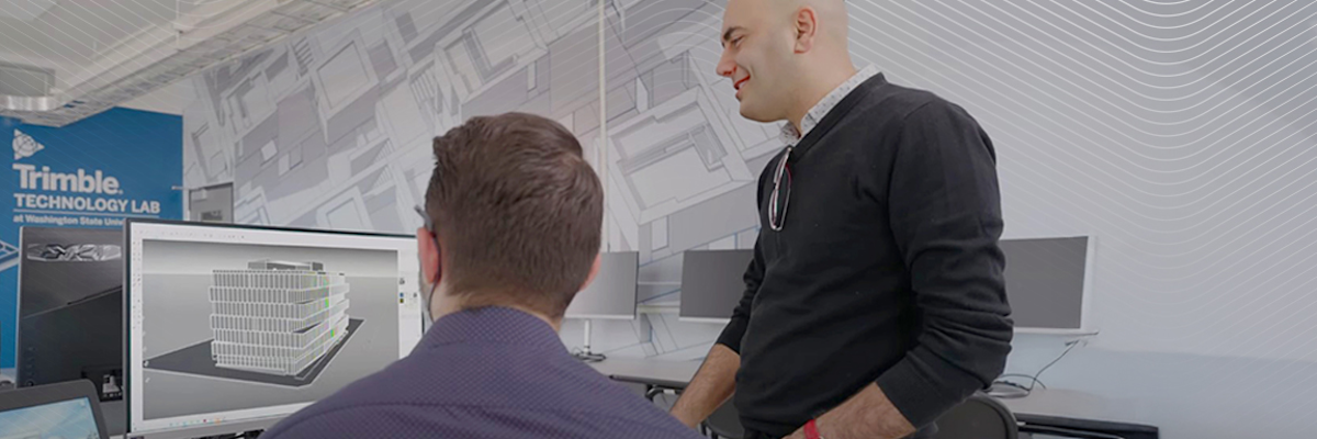 Photo of students in a Trimble Tech Labs program or workers participating in upskilling/training leveraging Trimble solutions