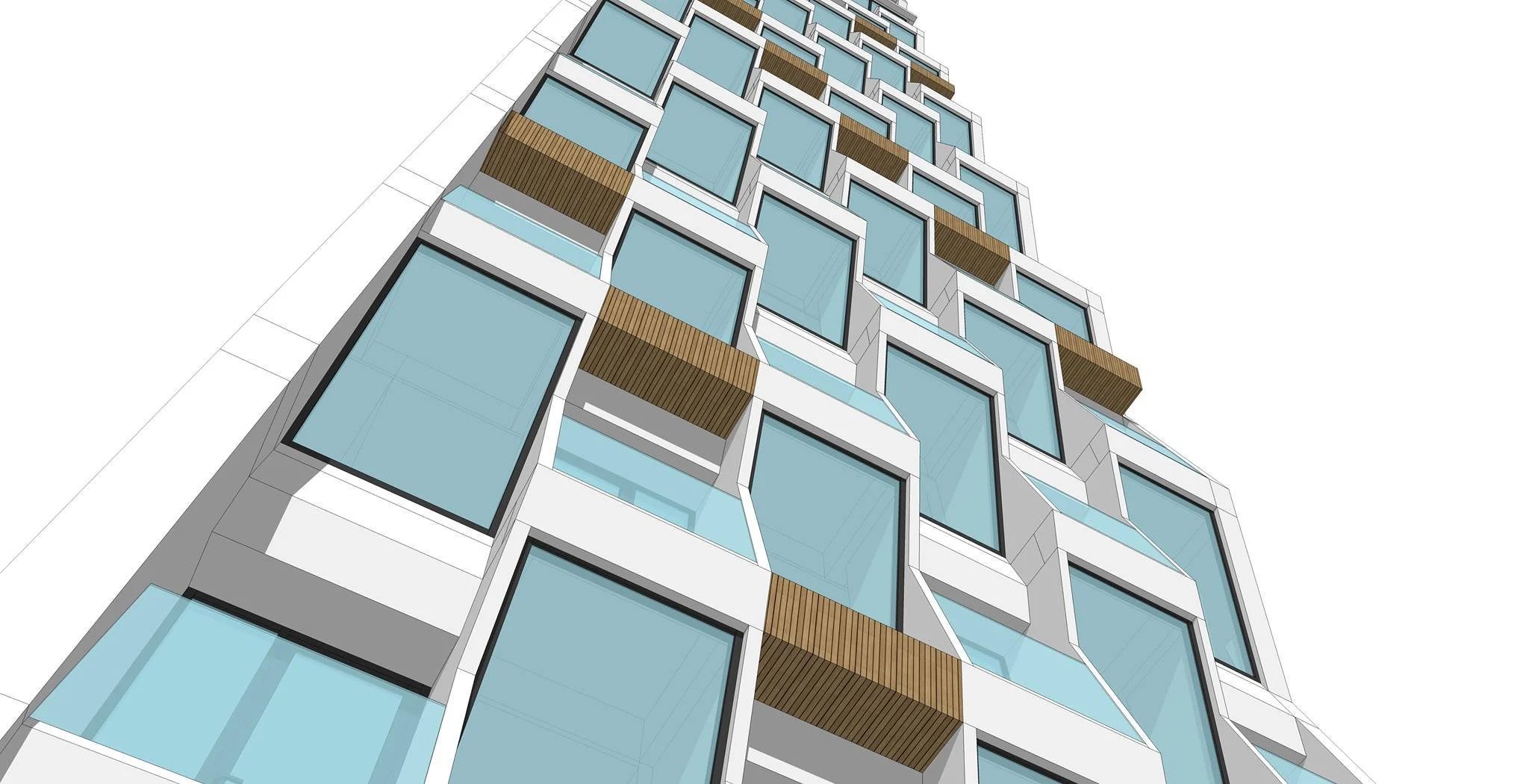 Modèle 3D SketchUp de la façade du bâtiment.