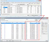 Two screenshots of a computer interface showing lists of files and their properties.