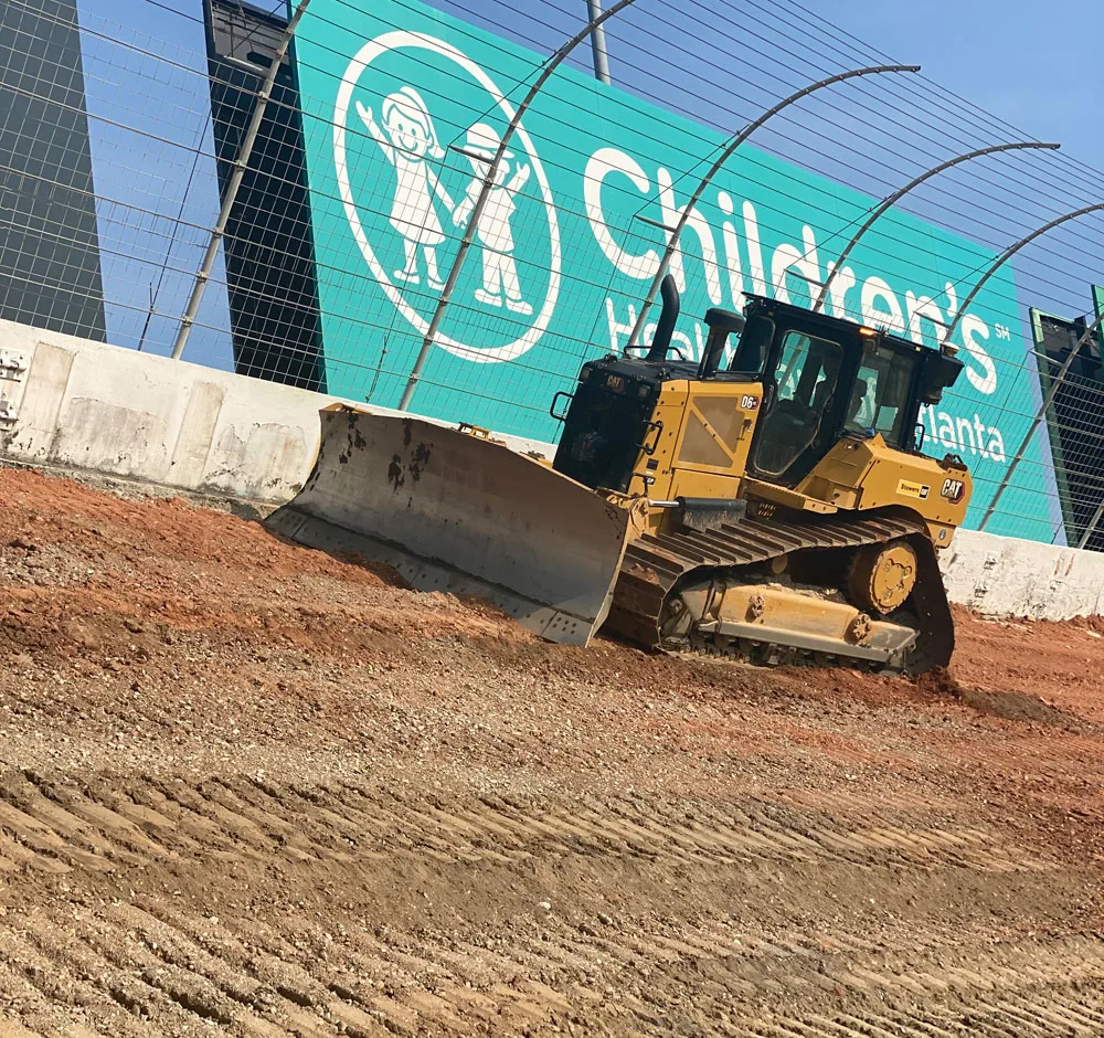 Dozer working on the steep slope