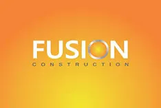 Fusion Construction logo with a gradient orange background.