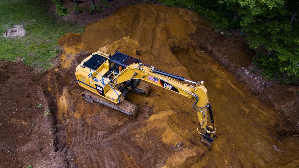 Aerial shot of excavator