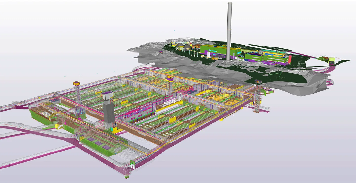 Übersicht BIM 3D-Modell der Blominmäki Wasseraufbereitungsanlage