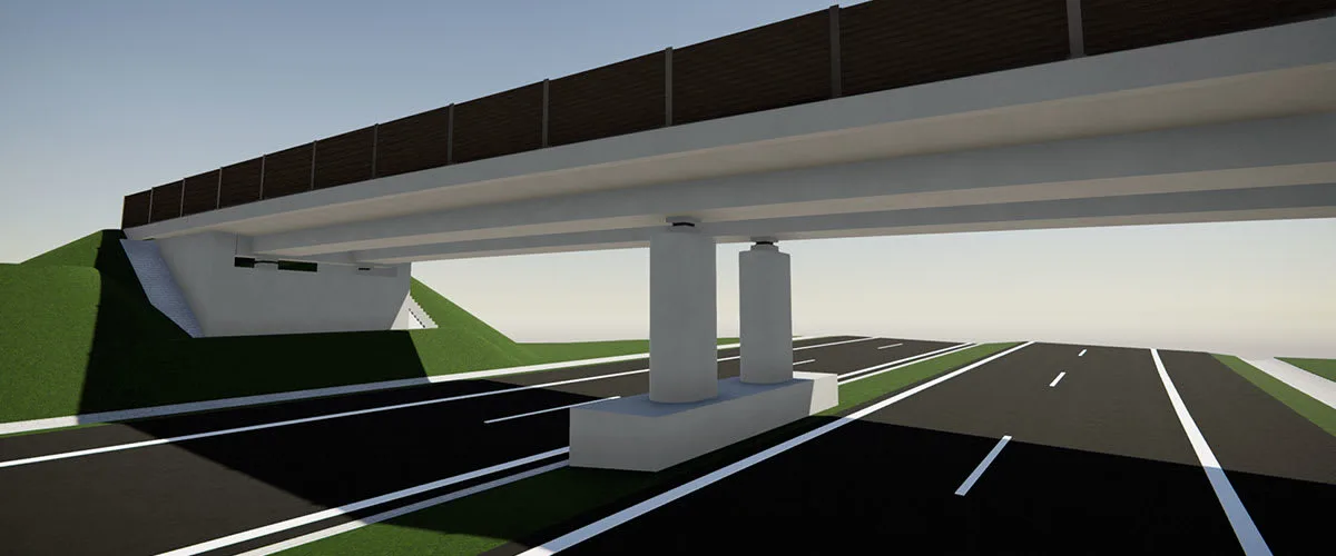 Visualisierung der geplanten BrĂĽcke im Tekla Visualizer