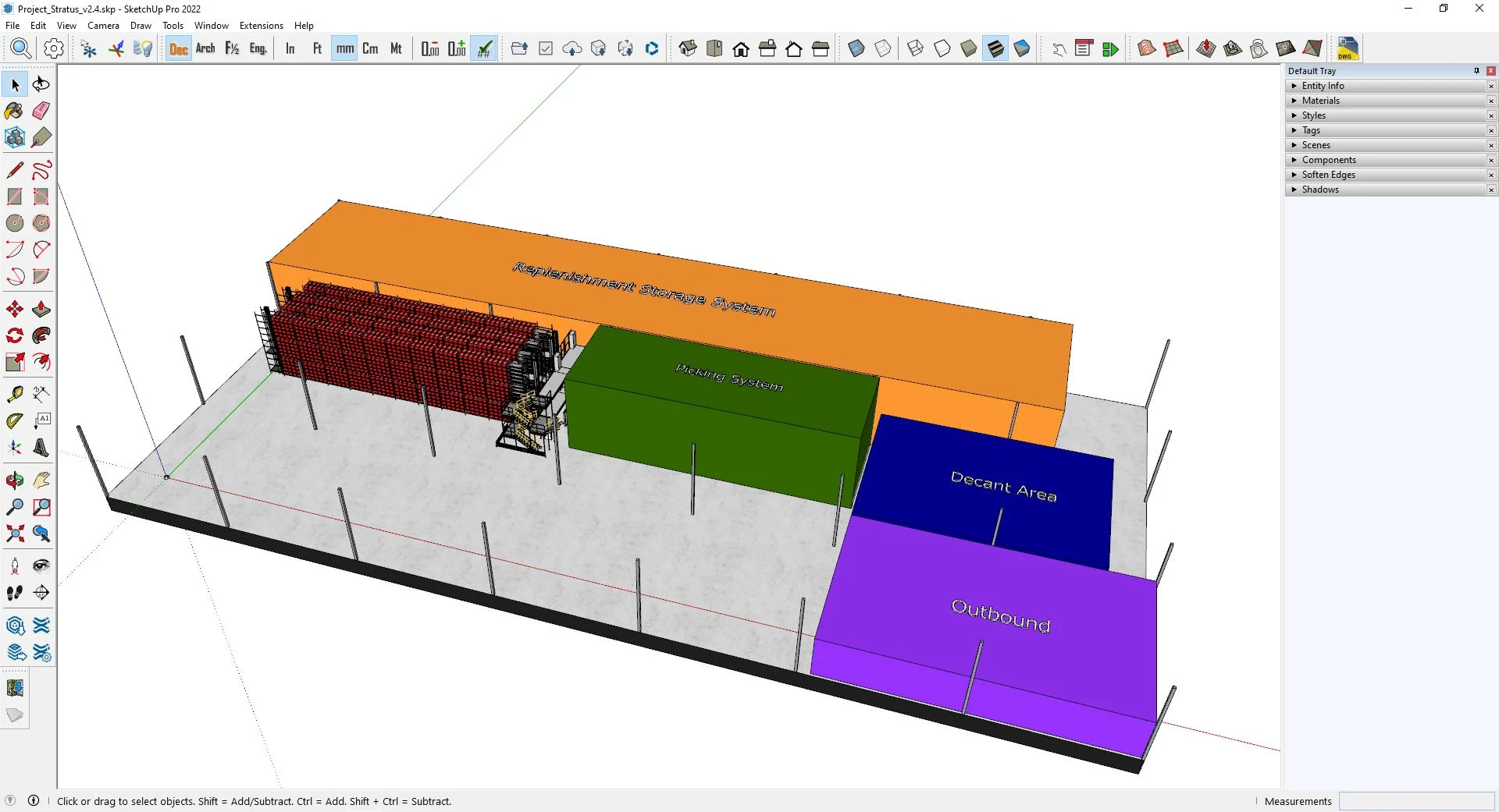 image showing transition from block sizing concept to detailed concept using TGW products.