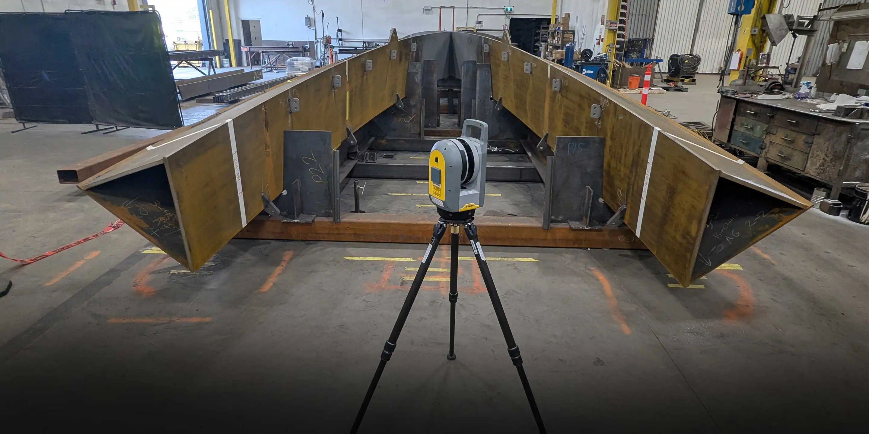 Trimble X7 scans the project site and structures to get precise measurements.