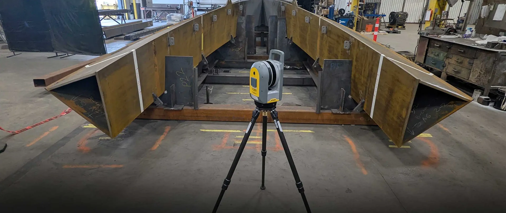 Trimble X7 scans the project site and structures to get precise measurements.