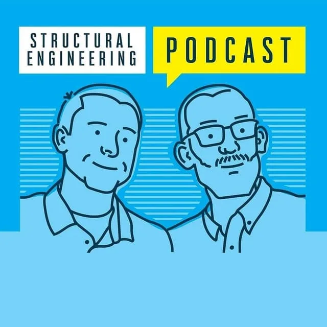Structural Engineering Podcast logo featuring a cartoon illustration of two men.