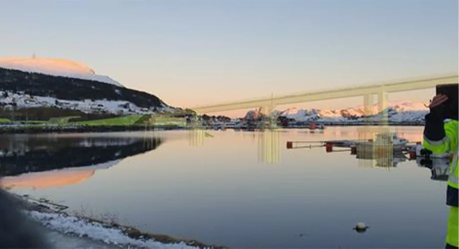 Nerlandsøy Bridge model visualized through Trimble SiteVision