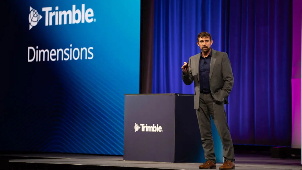 Ian Warner addresses Trimble Dimensions 2025.