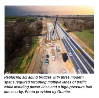 Construction of a new bridge complex, rerouting traffic around existing infrastructure.