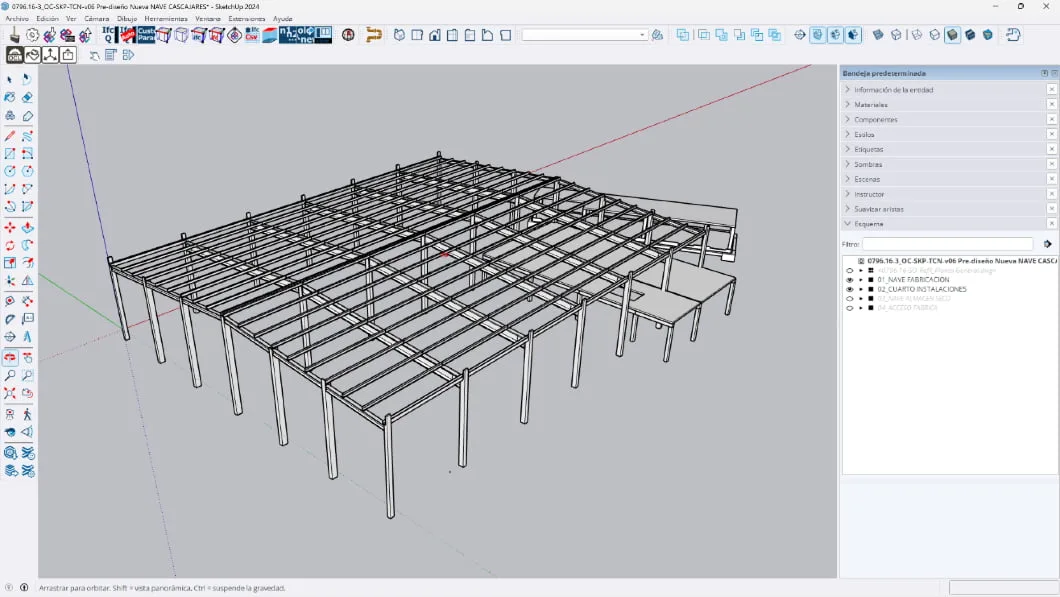 3D model of the concrete structure in SketchUp.