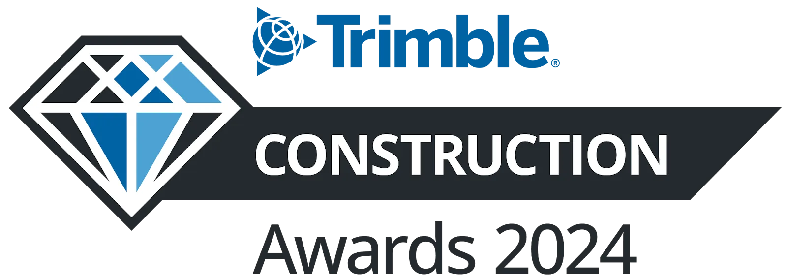 Trimble Construction Awards 2024 logo featuring a diamond shape and the Trimble logo.