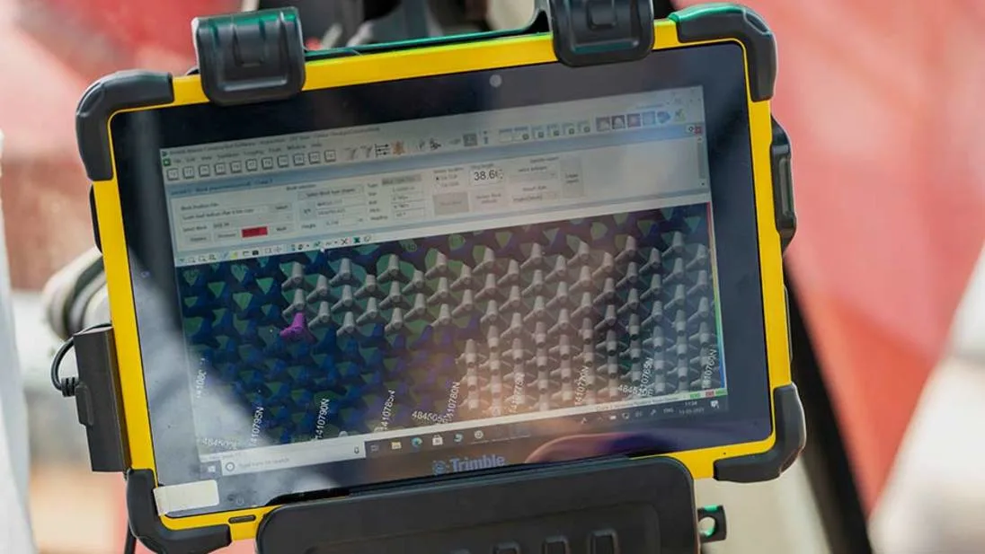 Tablet showing tetrapod placement 