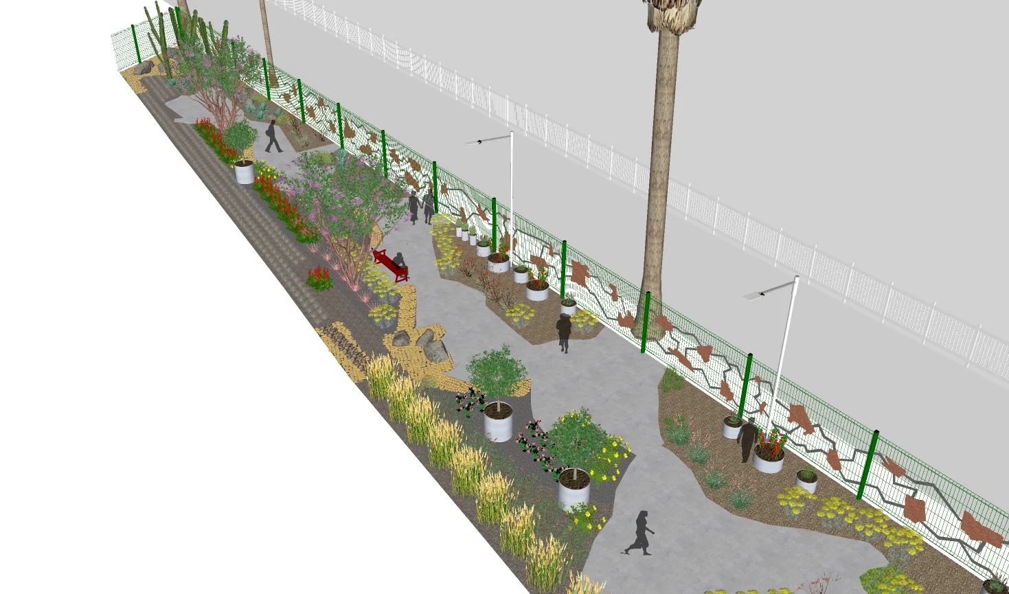 Greening LA walkway in SketchUp.