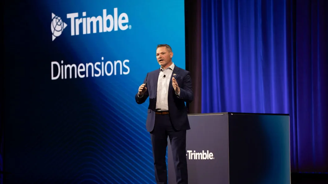 Martin Helms addresses Trimble Dimensions 2025.