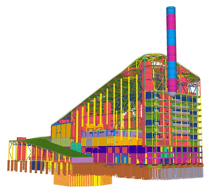 Tekla-Modell der Müllverbrennungsanlage Amager Bakke