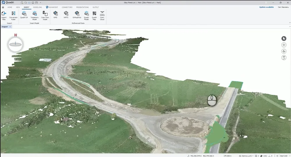 Viewing the BIM model for the Sibiu Roadway project in Trimble Quadri