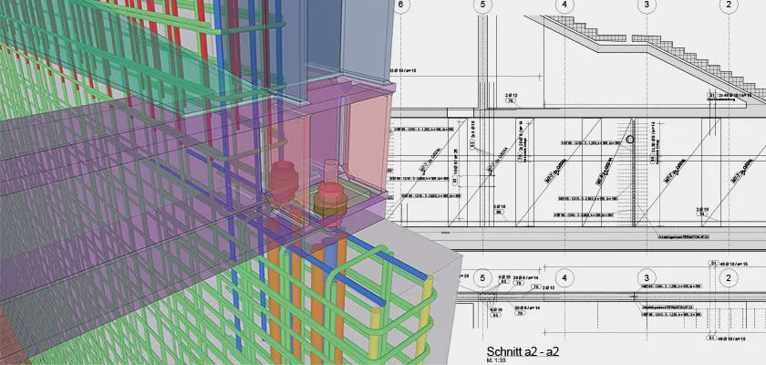 Ingenieurbüro 3Ki: Schal- und Bewehrungsplanung in 3D und mit BIM-Software Tekla Structures.