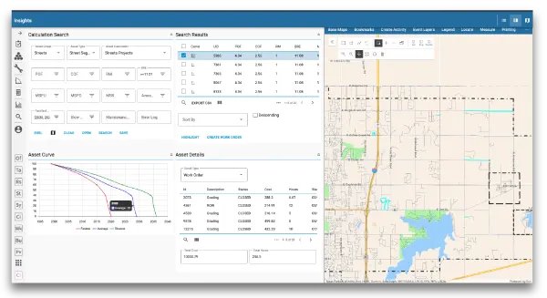 A screenshot of Operational Insights shows asset details, a line graph, and a map