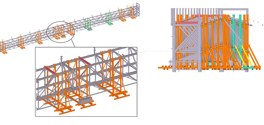 Tekla Structures model of temporary works for box truss