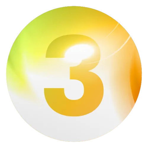 Circular infographic. A colourful number 3