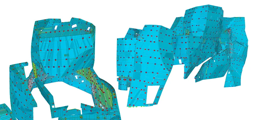 Structural core consisting of a series of solid volumes called icebergs