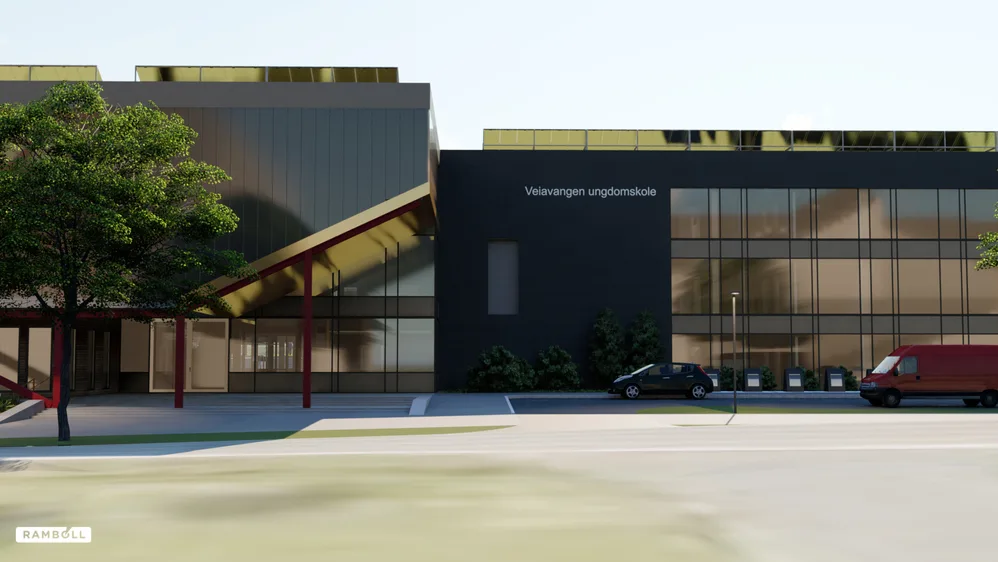 SketchUp + Lumion rendering of Veiavangen Middle School, Mjøndalen, Norway