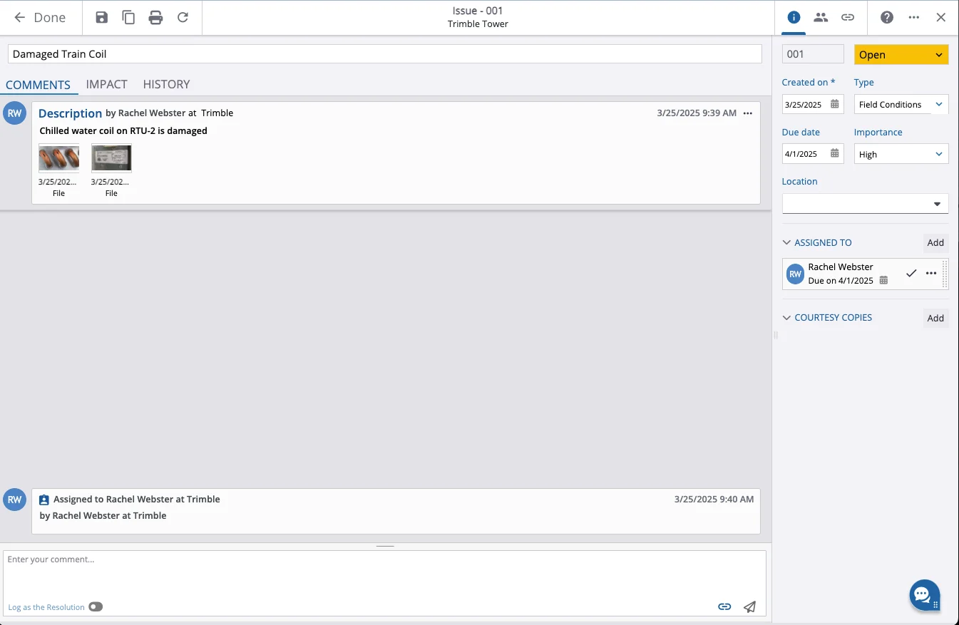 Screen capture of the photos feature in ProjectSight