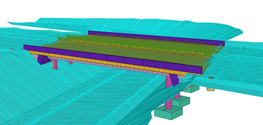 Tekla Structures model of the bridge on Highway 4 in Kirri-Tikkakoski