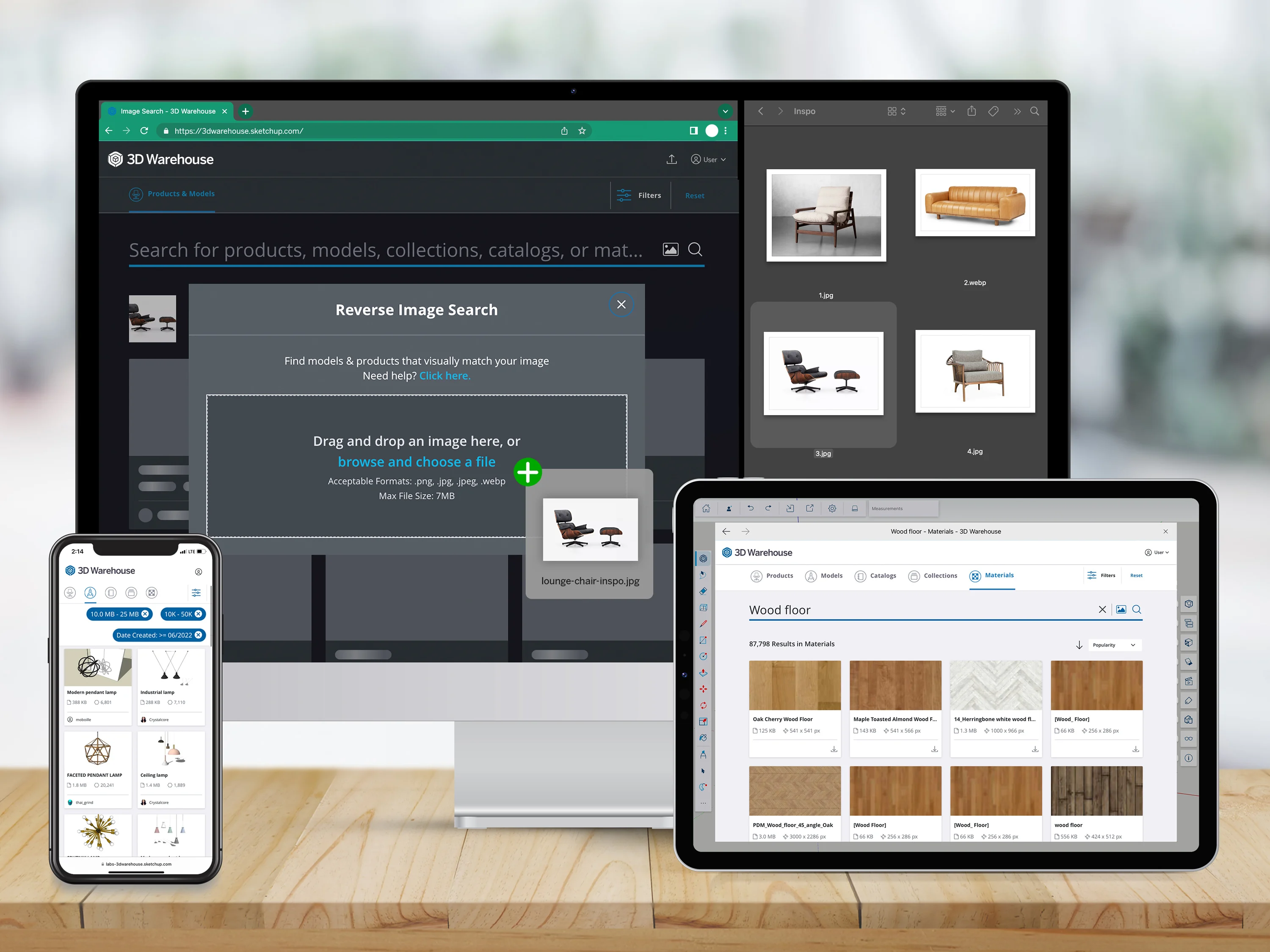 Updates an 3D Warehouse einschl. Bilder- und Materialsuche