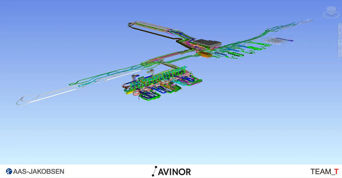 3D rendering of a baggage handling system.