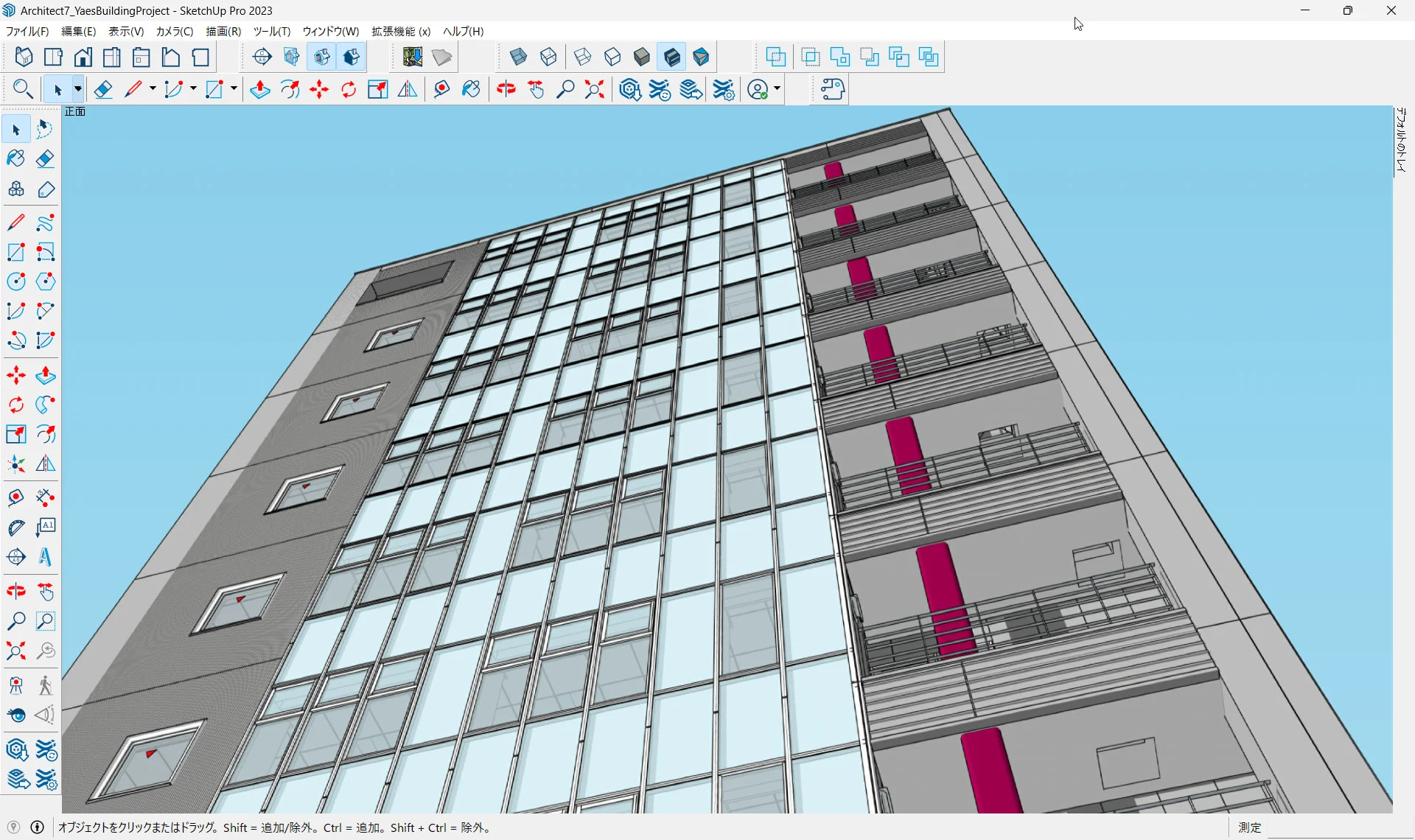 10階建てオフィスビルのSketchUpでの3次元モデル