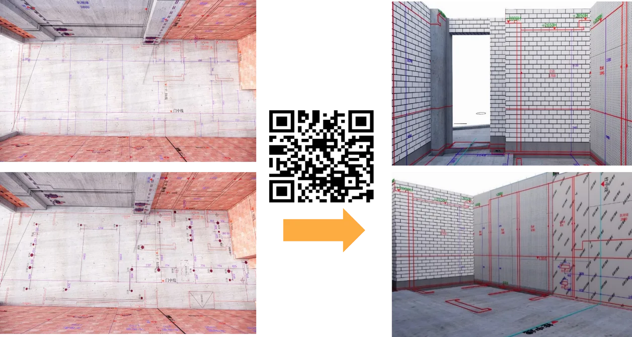 Mobile app VR visualization of construction layout