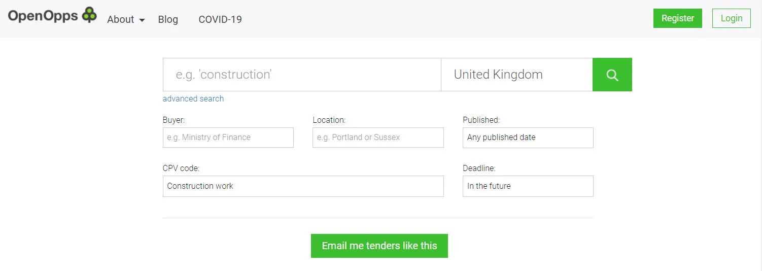 OpenOpps is one of the best free construction tenders websites.