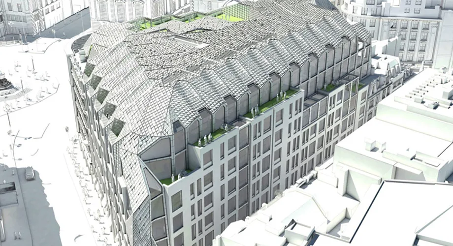 Architect's render of One Sherwood Street, an offisite project that won Design4Structures a UK Tekla Award