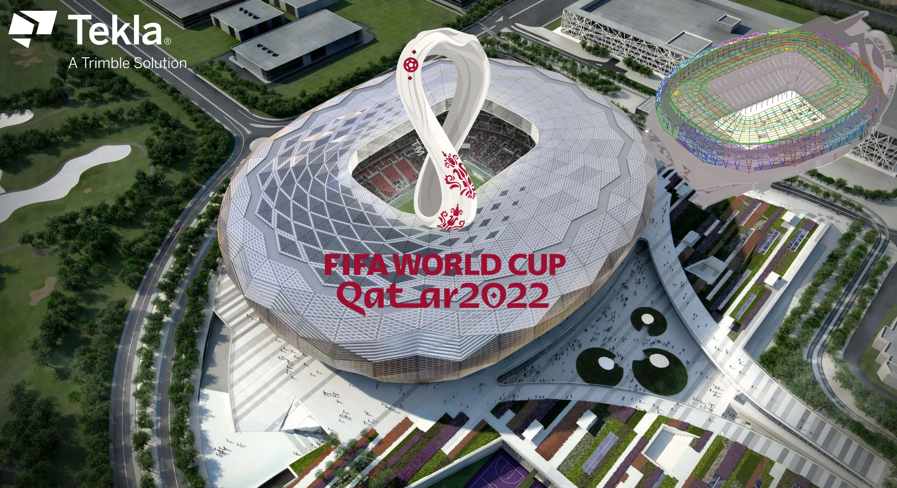 Aerial view of the FIFA World Cup Qatar 2022 stadium.