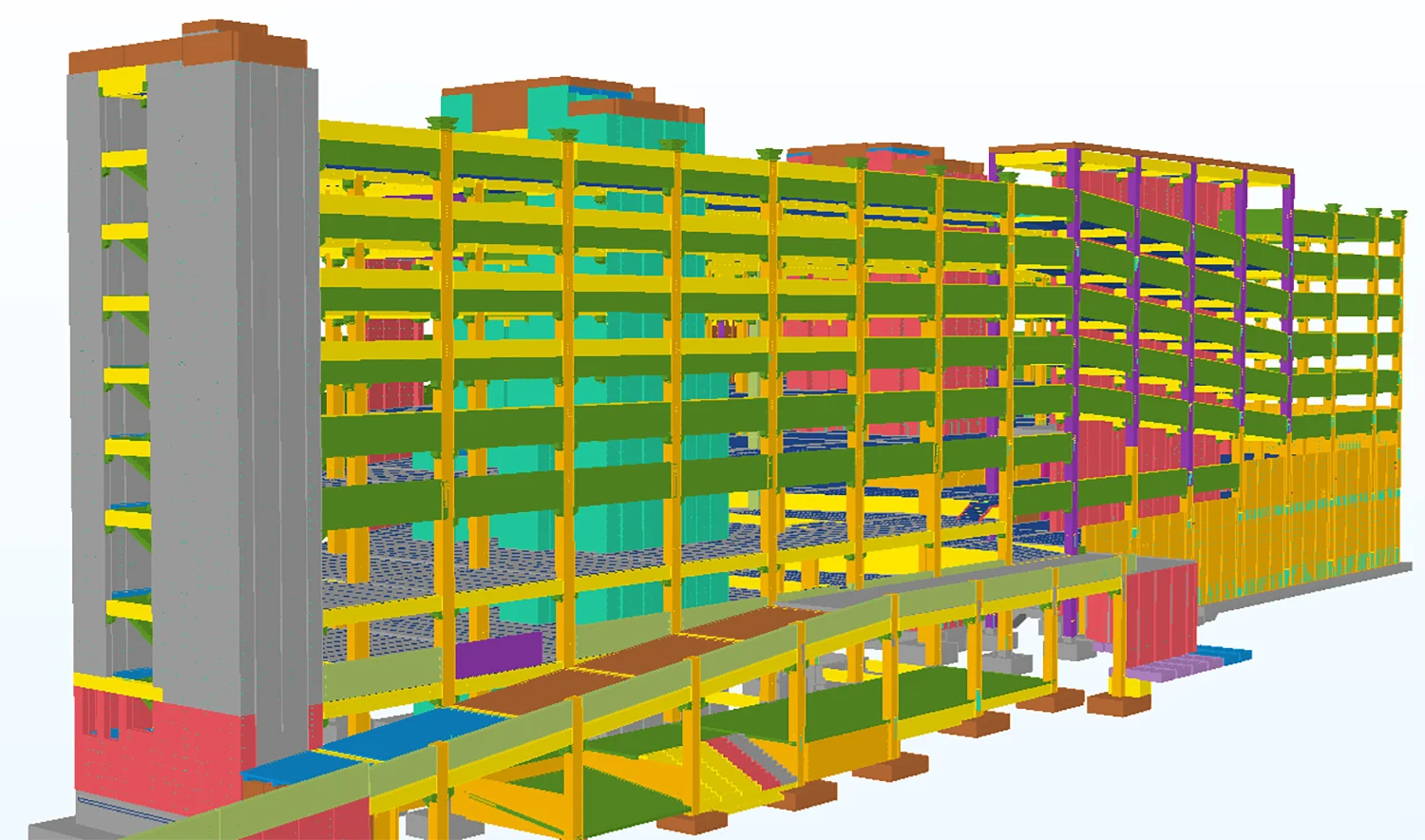 Tekla Structures model - sideview of the project