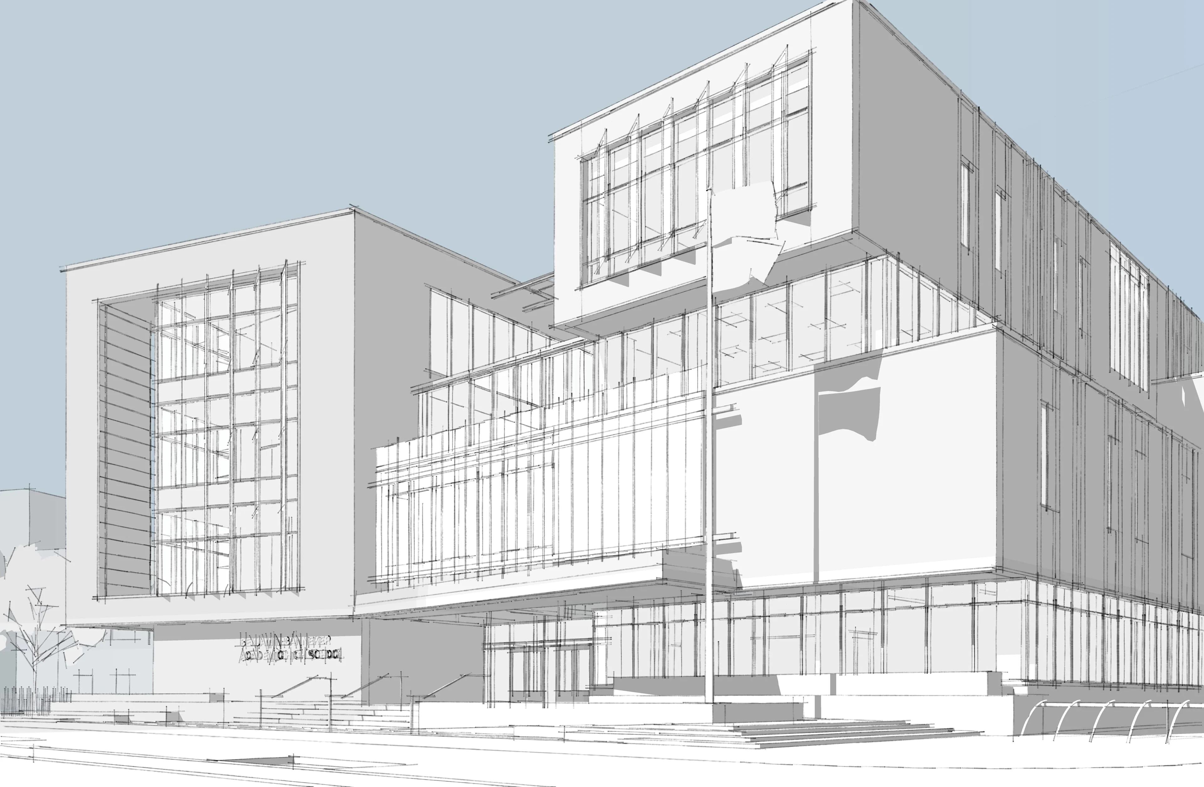 SketchUp の Style Builder 機能を使って作成した Omar スタイル。 画像提供: Perkins Eastman 社。