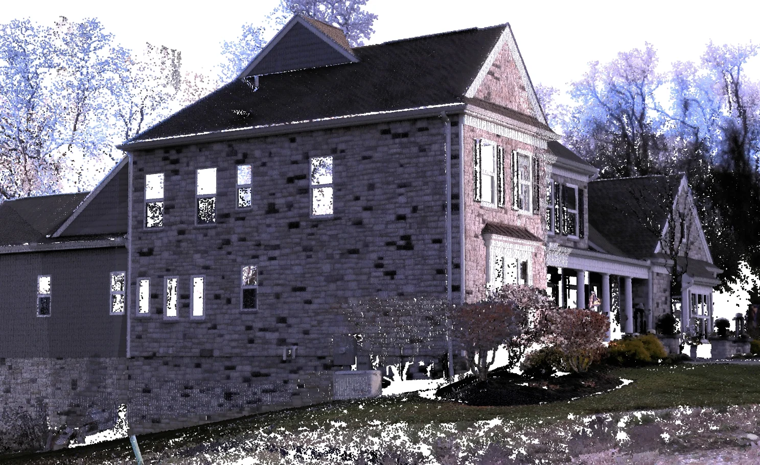 image showing Point cloud data of a house’s exterior in SketchUp.