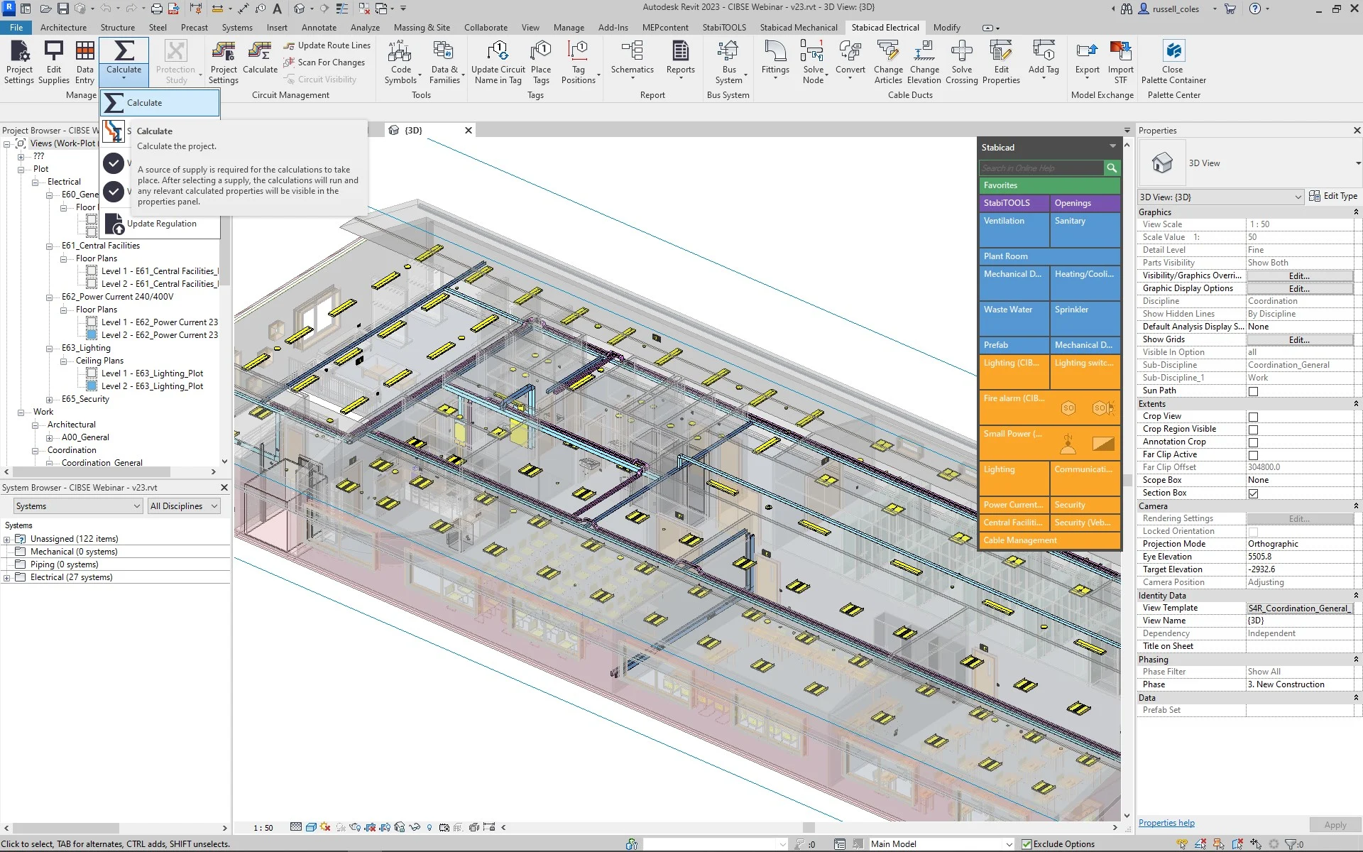Stabicad for Revit provides electrical design and calculation features according to the latest regulations such as BS 7671 fo