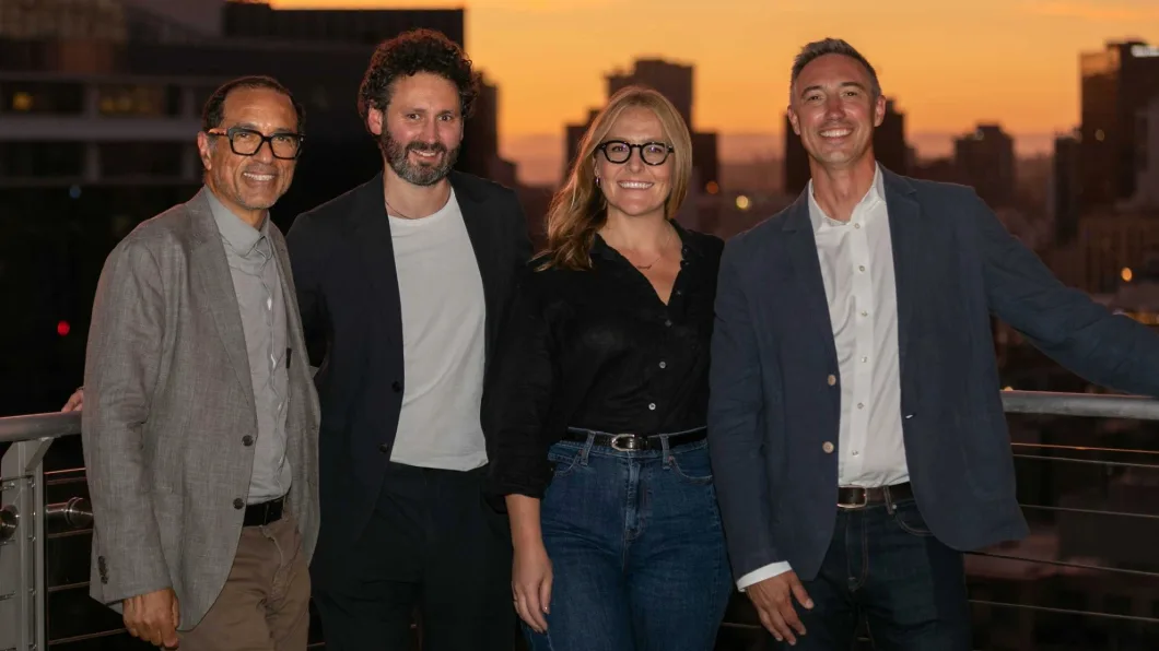 Dezeen co-CEO Benedict Hobson, Omar Calderon, Perkins Eastman, Marissa Ritchen, AIA and Christopher Cronin, Trimble.