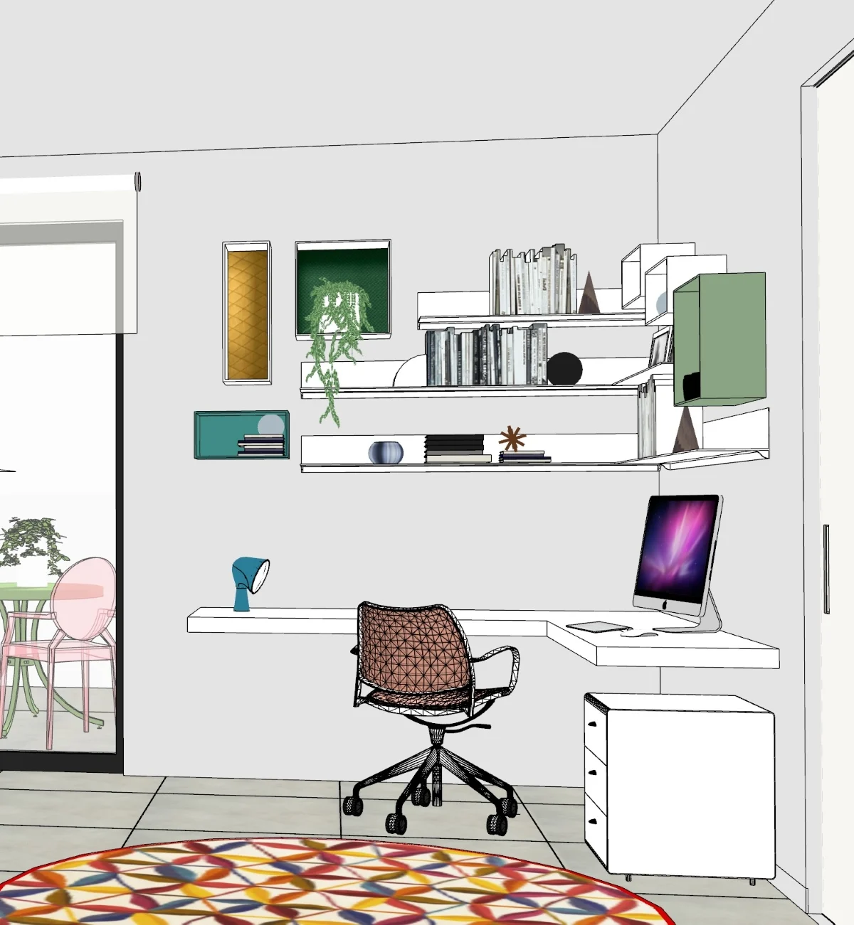 Ein in SketchUp modelliertes Kinderzimmer. Bildquelle: Isolina Mallon.