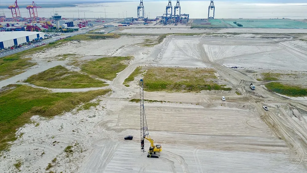custom excavator equipped with Trimble machine control software