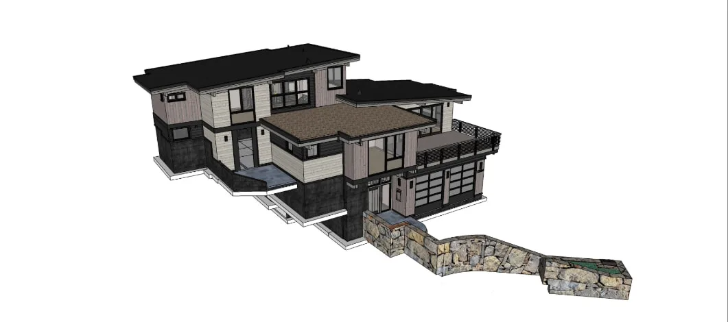 Capture d’écran d’une maquette d'architecture résidentielle présentée dans SketchUp