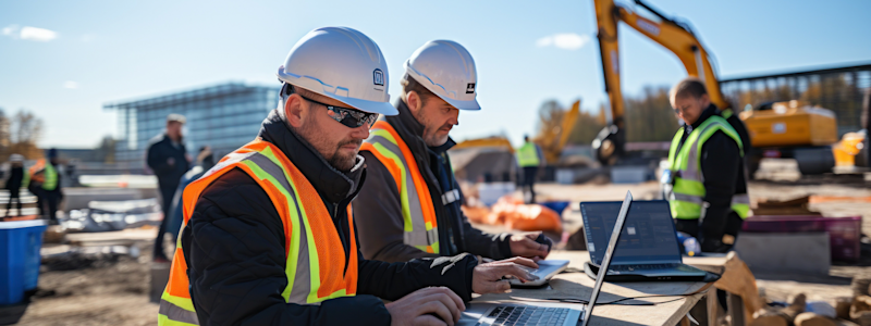 E-invoicing benefits blog construction workers on laptops