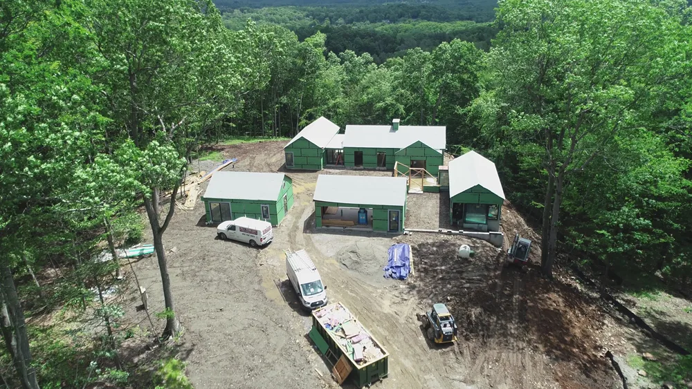 Aerial construction photo of a house James Akers designed using SketchUp for iPad and Procreate.