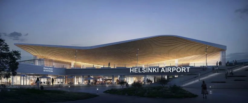 T2 Allianssi Helsinki-Vantaan lentoasema arkkitehtoninen kuva