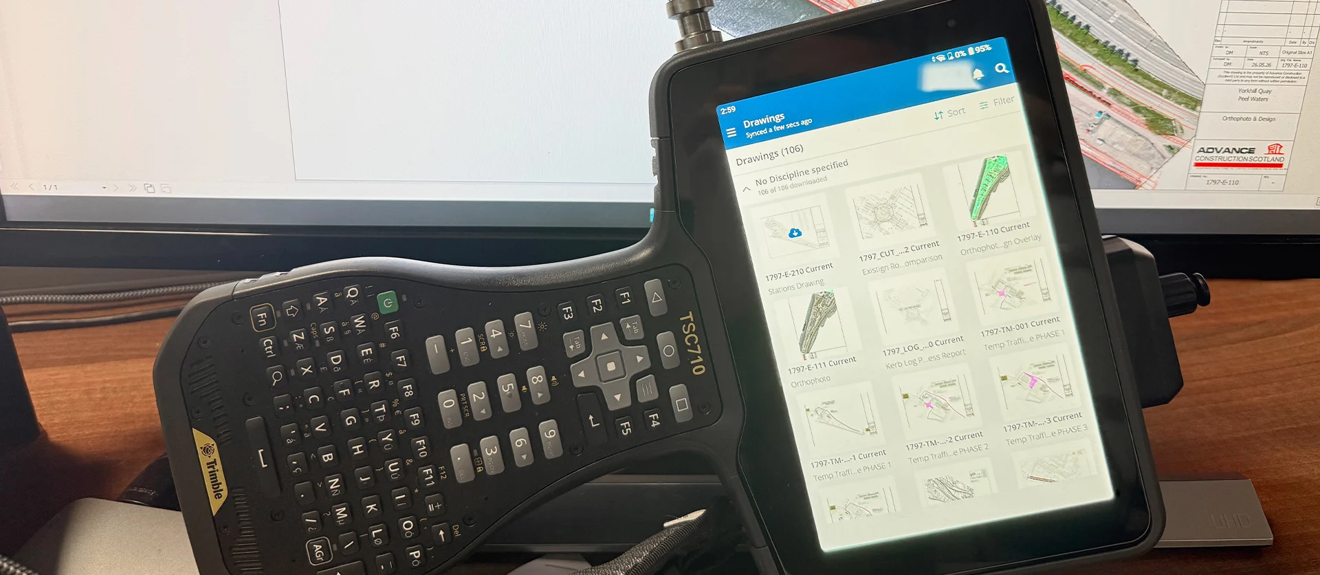 ProjectSight App in use on the Trimble TSC710 controller.
